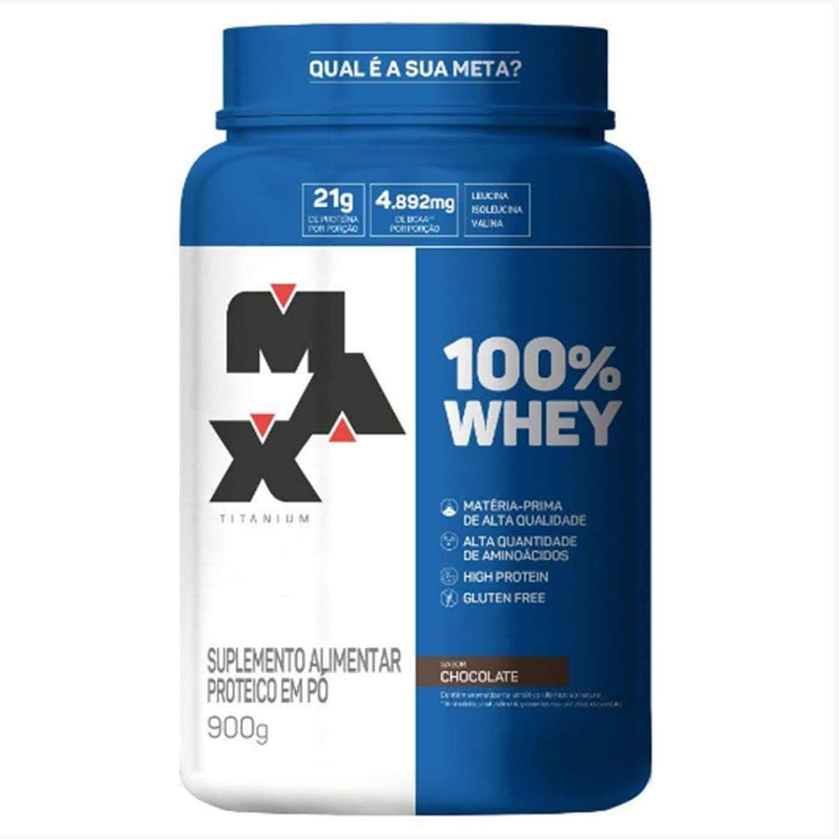 Whey protein 100% Whey Max Titanium sabor chocolate, pote de 900 g