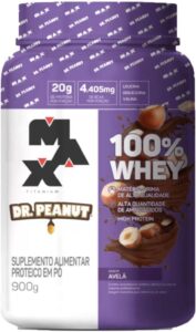 100% Whey Max Titanium x Dr. Peanut (900g), Sabor Avelã
