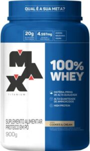 100% Whey Protein Max Titanium | High Protein | Auxilio na Formação de Músculos | Alta Quantidade de Aminoácidos (Cookies & Cream, 900g)