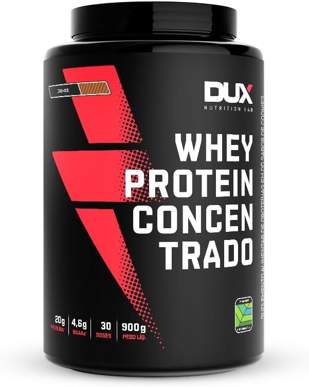 Whey protein concentrado Dux sabor Cookies, pote de 900 g