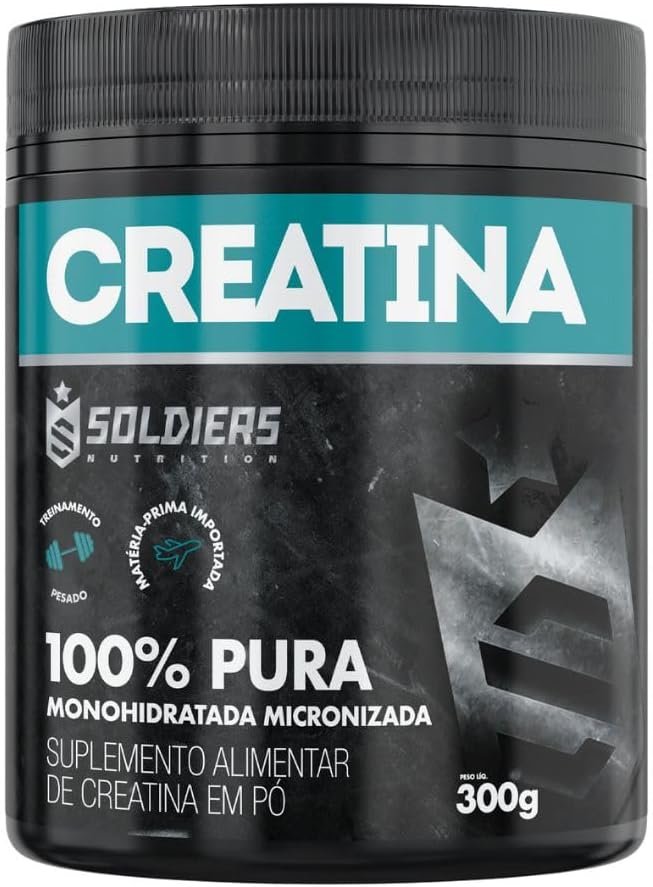 Pote preto da creatina Soldiers Nutrition 100% pura, 300 g