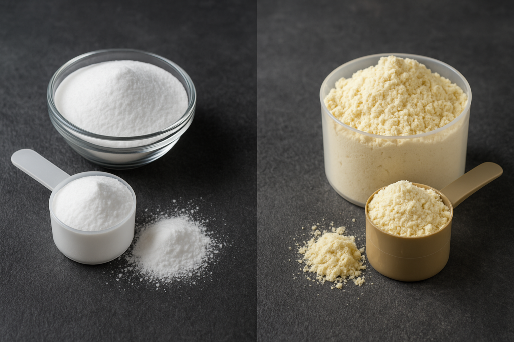 Qual a diferença entre creatina e whey protein