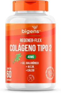 Regener Flex, Colágeno tipo 2 40mg, ácido hialurônico, M.S.M., Cálcio, 60 cápsulas, Biogens
