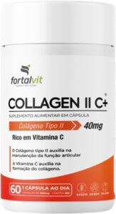 Colágeno Tipo 2 Longa Duração 2 Meses de Uso, Alto Teor Vitamina C, E e Vitaminas do Complexo B, Fortalvit, 60 Cápsulas