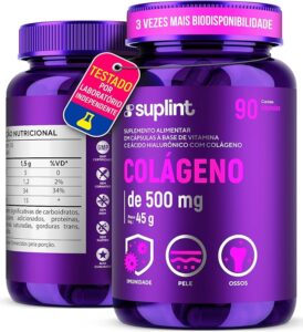 Suplemento de Colágeno Hidrolisado 500 MG com Ácido Hialurônico e Vitamina C Complexo para Cabelo, Pele & Unhas Suplementos Peptídicos para Suporte de Articulações e Ossos para Homens e Mulheres