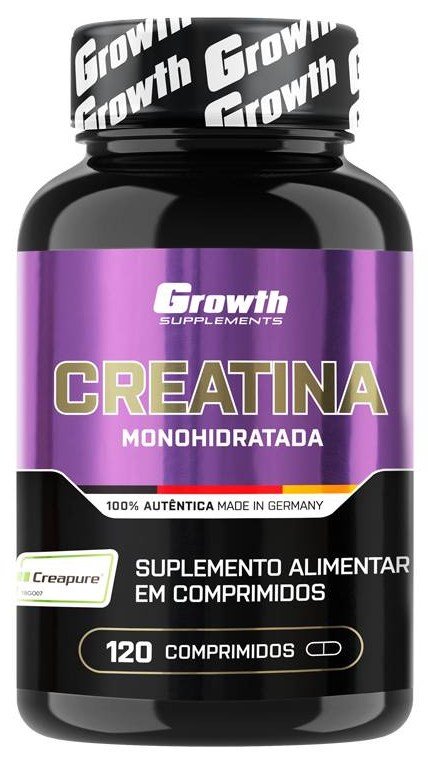 Pote com 120 comprimidos da Creatina Creapure da Growth Supplements