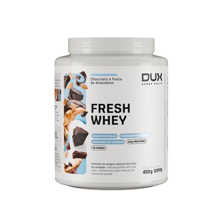 Pote do FreshWhey Dux sabor Chocolate e Pasta de Amendoim, 450 g