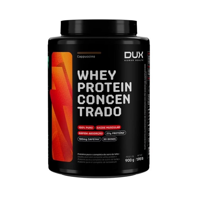 Whey protein concentrado Dux sabor Cappuccino, pote de 900 g