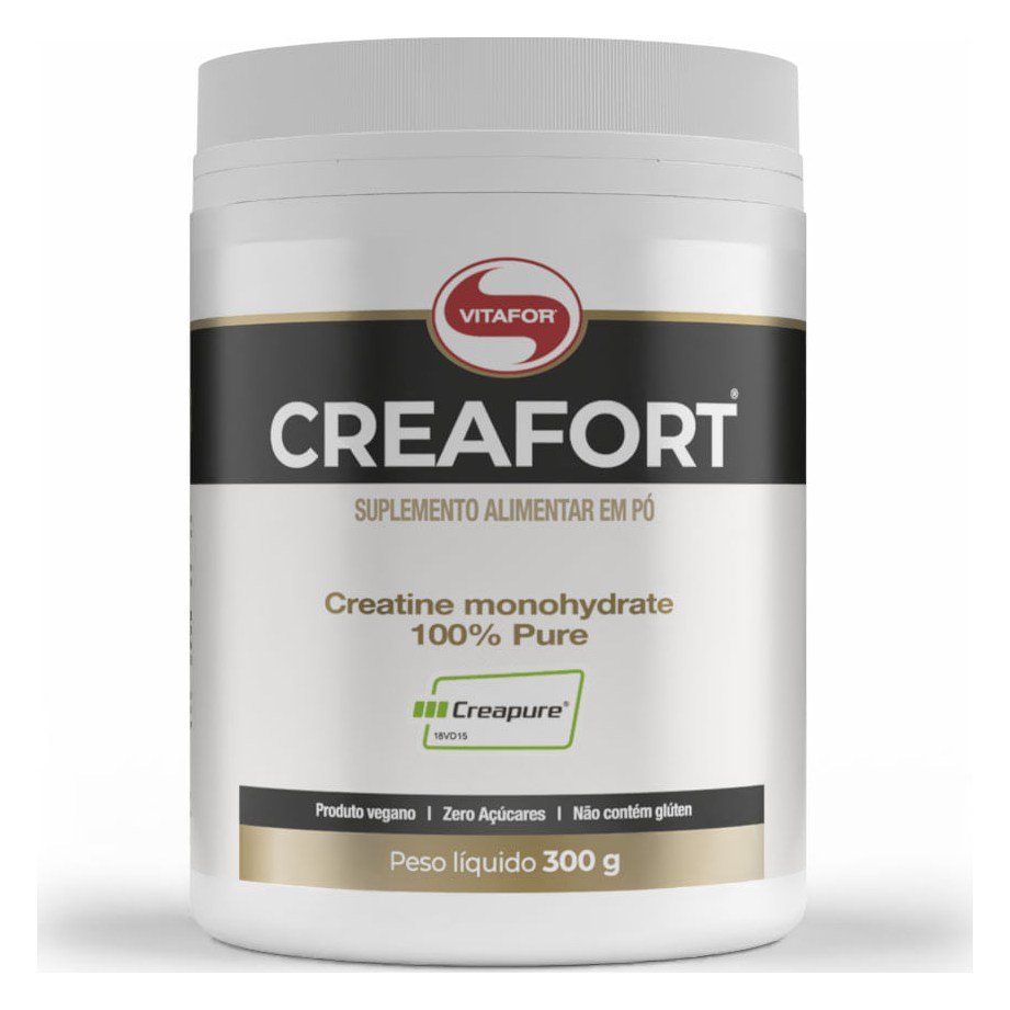 Pote de 300 g da Creafort, creatina Creapure da Vitafor