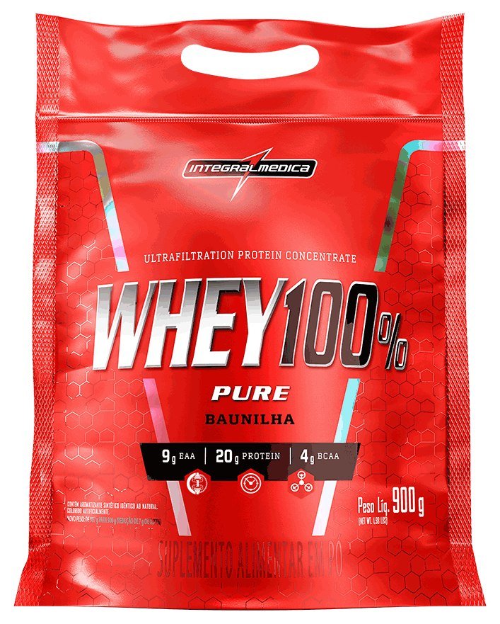 Embalagem do Whey 100% Pure da Integralmédica