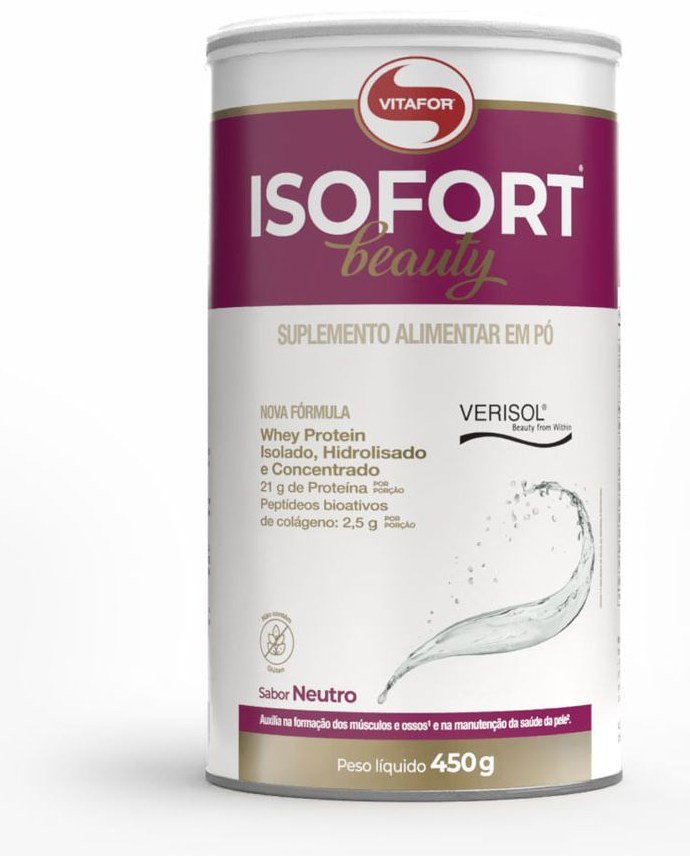 Pote de 450 g do Isofort Beauty, whey com Verisol da Vitafor