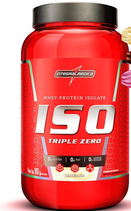 Whey isolado Iso Triple Zero, da Integralmédica, pote de 900 g