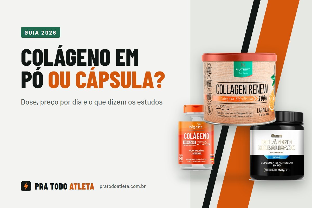 Colágeno em pó ou cápsula: Nutrify Collagen Renew, Bigens Verisol em cápsulas e Growth Colágeno Hidrolisado