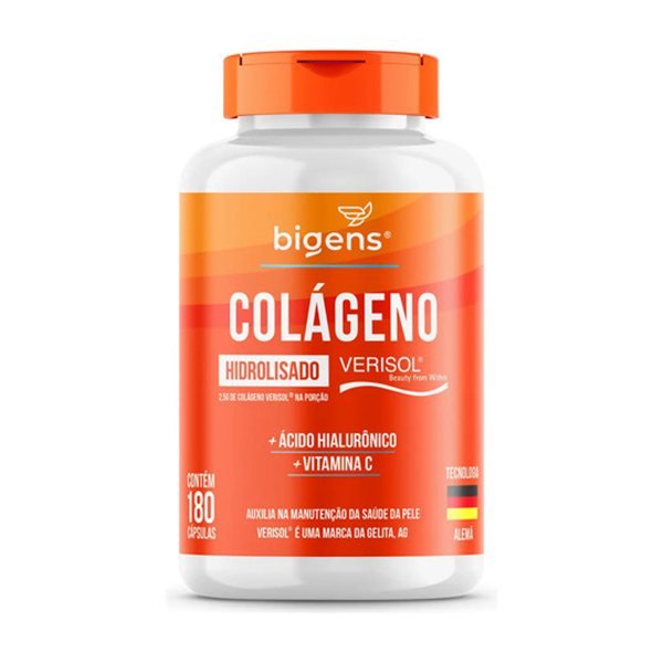 Pote do colágeno Verisol em cápsulas da Bigens