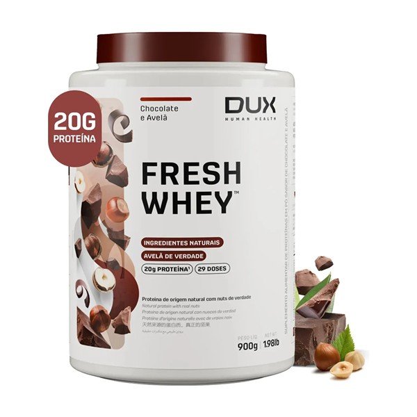 Whey para ganhar massa com isolado e hidrolisado: Dux Fresh Whey 900 g