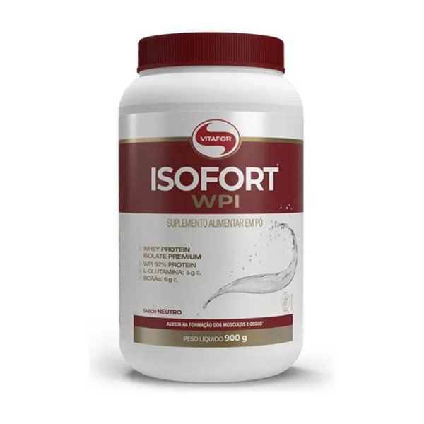 Pote do whey isolado Isofort Neutro, da Vitafor