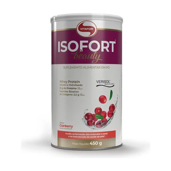 Pote do whey Isofort Beauty, da Vitafor